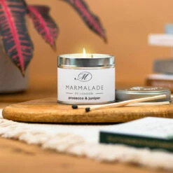 Marmalade Of London Prosecco & Juniper 210g Tin Soy Candle -gifts shop marmalade of london 19919 prosecco juniper 210g tin soy candle lifestyle 3