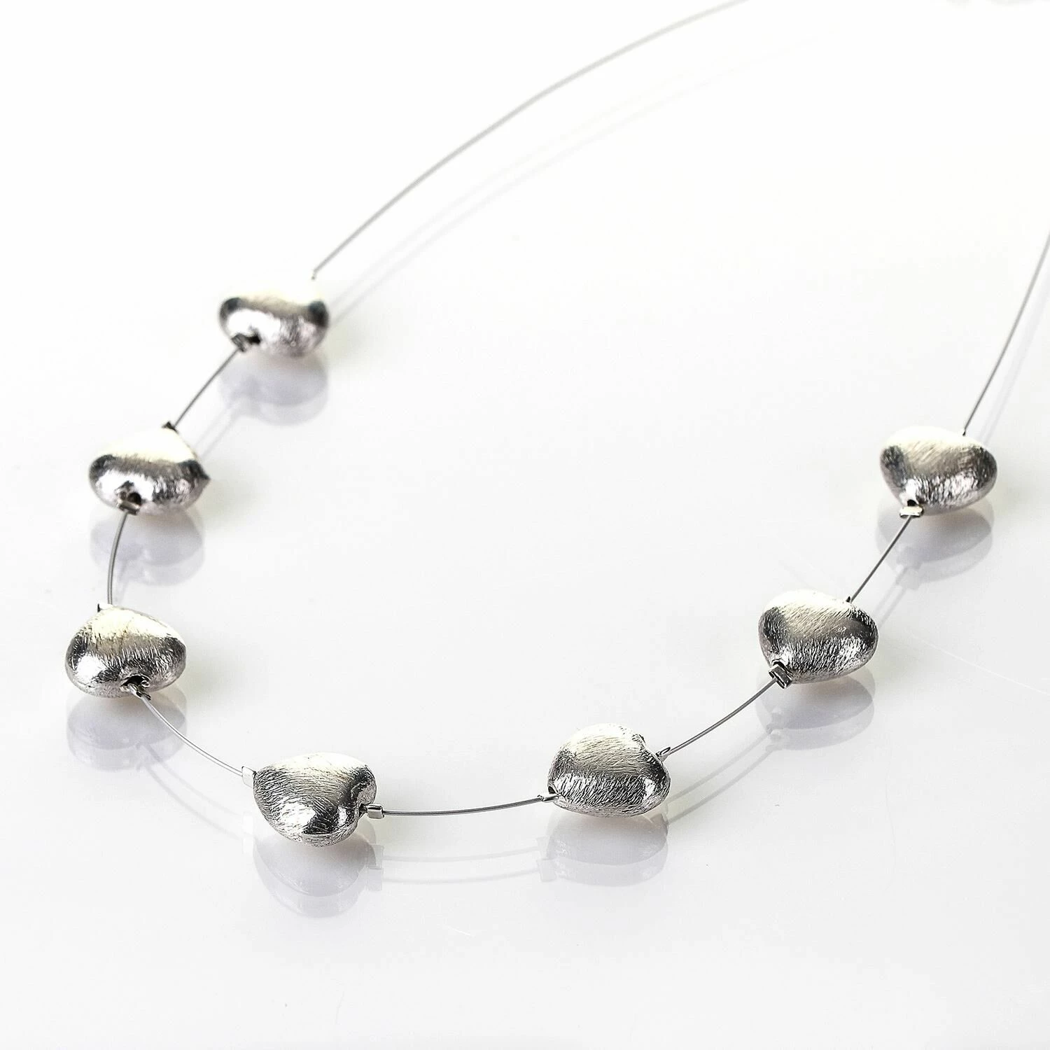 Carrie Elspeth Brushed Silver Hearts Necklace 2 Carrie Elspeth Brushed Silver Hearts Necklace - Image 2