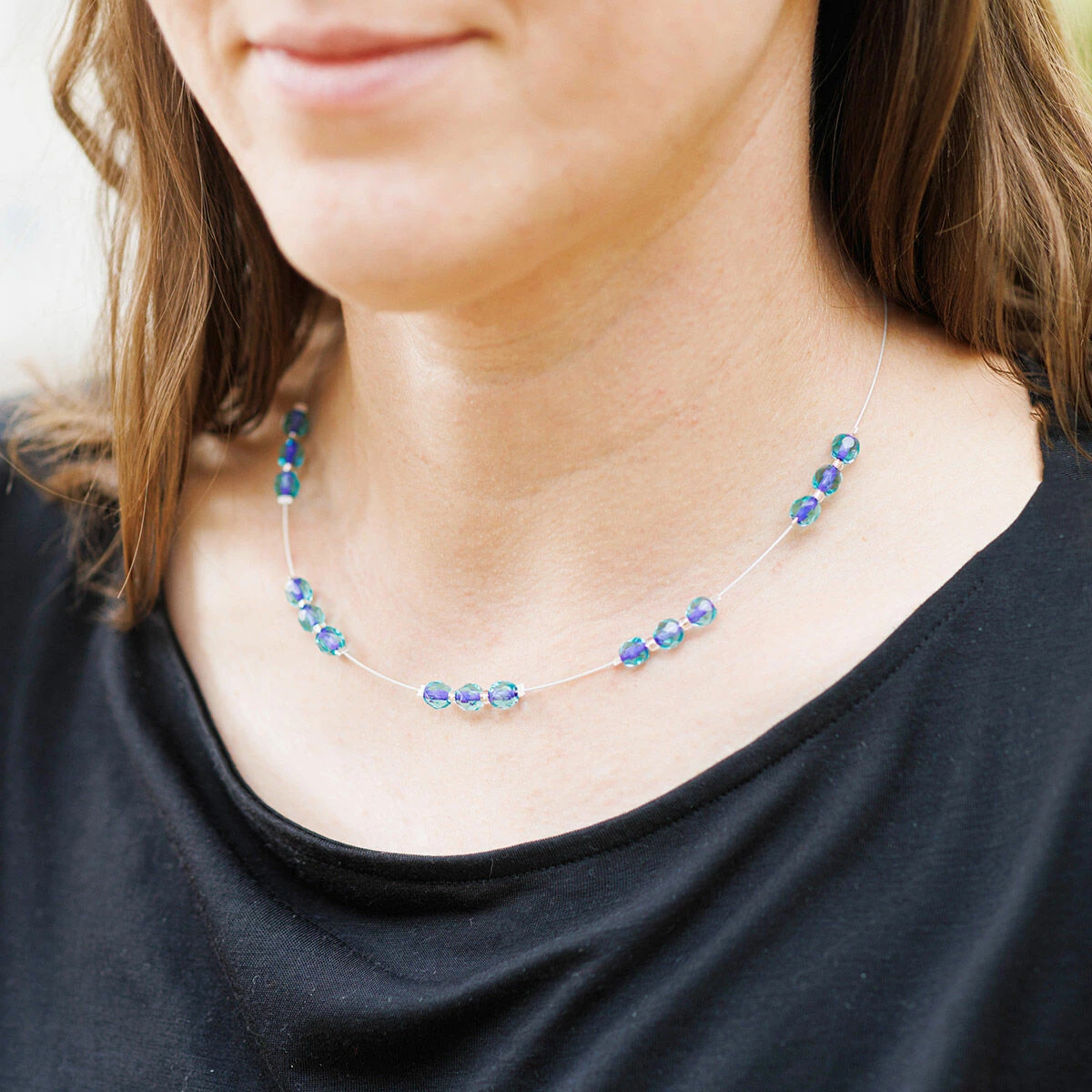 Carrie Elspeth Green & Purple Filaments Spaced Necklace 4 Carrie Elspeth Green & Purple Filaments Spaced Necklace - Image 4