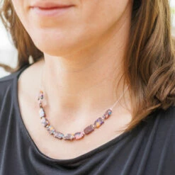 Carrie Elspeth Aubergine Mosaic Rectangles Links Necklace -gifts shop n1862 carrie elspeth aubergine mosaic rectangles links necklace ls