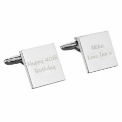 Personalised Any Message 2 Lines Square Cufflinks -gifts shop p0102g09 pmc personalised any message 2 lines square cufflinks 2