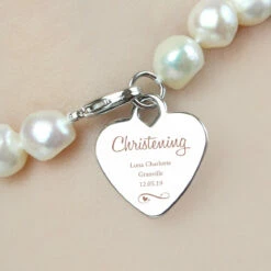Personalised Christening Swirls & Hearts White Freshwater Pearl Bracelet -gifts shop p0102v74 personalised christening freshwater pearl bracelet 4