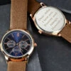 Personalised Men’s Rose Gold Tone Watch With Brown Strap