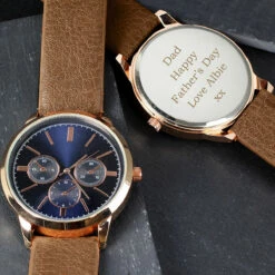 Personalised Men’s Rose Gold Tone Watch With Brown Strap 11 Personalised Men’s Rose Gold Tone Watch With Brown Strap -gifts shop p0104l49 pmc personalised mens rose gold tone watch with brown strap 4