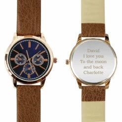 Personalised Men’s Rose Gold Tone Watch With Brown Strap 12 Personalised Men’s Rose Gold Tone Watch With Brown Strap -gifts shop p0104l49 pmc personalised mens rose gold tone watch with brown strap 5