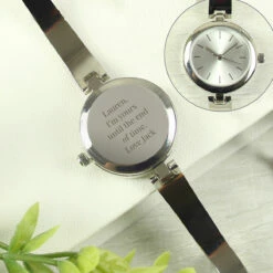 Personalised Silver Ladies Watch With Silver Slider Clasp -gifts shop p0104m97 pmc personalised silver ladies watch with silver slider clasp 5