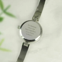 Personalised Silver Ladies Watch With Silver Slider Clasp -gifts shop p0104m97 pmc personalised silver ladies watch with silver slider clasp 6