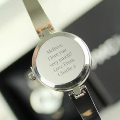 Personalised Silver Ladies Watch With Silver Slider Clasp -gifts shop p0104m97 pmc personalised silver ladies watch with silver slider clasp 9