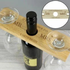 Personalised Married Couple Wine Glass & Bottle Butler -gifts shop p0111c31 5