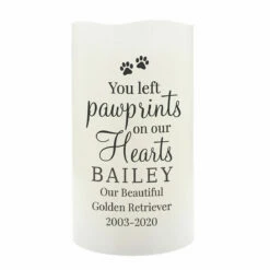 Personalised Pawprints On Our Hearts LED Candle -gifts shop p0409d93 1 1