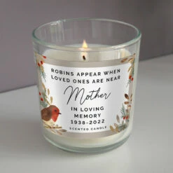 Personalised Robins Appear Memorial Scented Jar Candle -gifts shop p0512z99 pmc personalised robins appear memorial scented jar candle 3