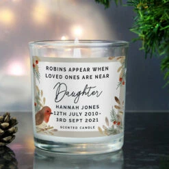 Personalised Robins Appear Memorial Scented Jar Candle -gifts shop p0512z99 pmc personalised robins appear memorial scented jar candle 4