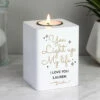 Personalised 'Light Up My Life' White Wooden Tea Light Holder