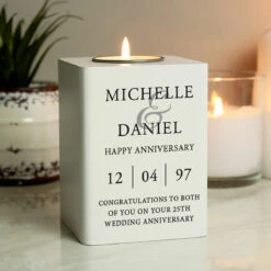 Personalised Couples White Wooden Tealight Holder -gifts shop p1011f45 pmc personalised couples white wooden tealight holder 4