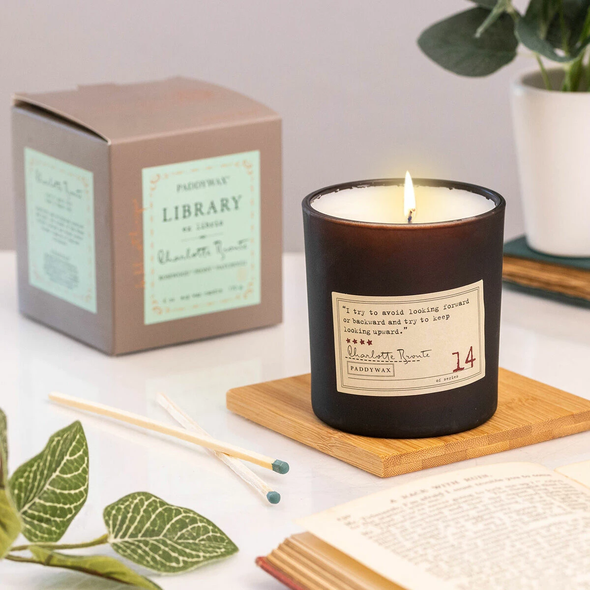 Paddywax Library 170g Charlotte Bronte Boxed Soy Candle 2 Paddywax Library 170g Charlotte Bronte Boxed Soy Candle - Image 2
