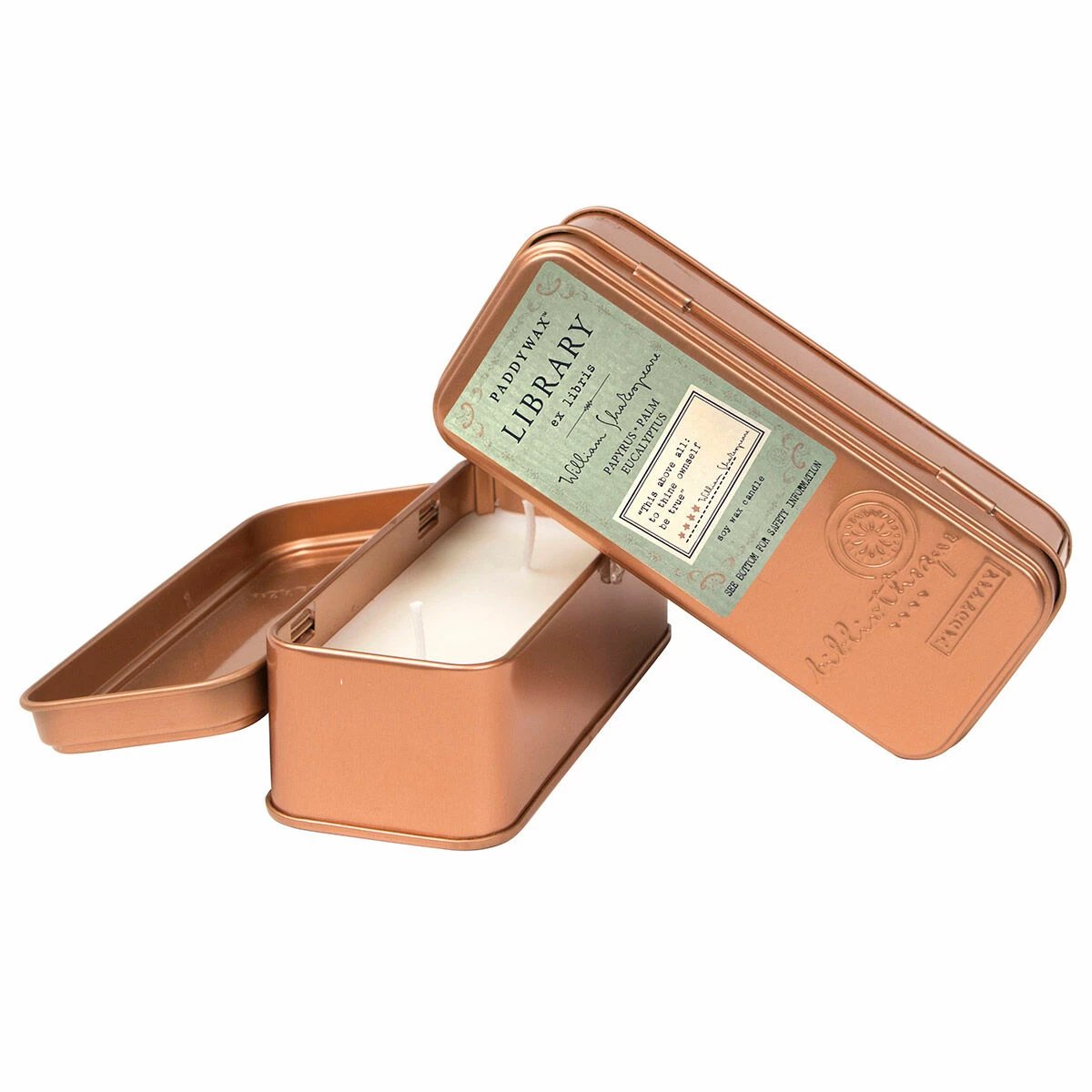 Paddywax Library William Shakespeare Travel Tin Soy Candle 2 Paddywax Library William Shakespeare Travel Tin Soy Candle - Image 2