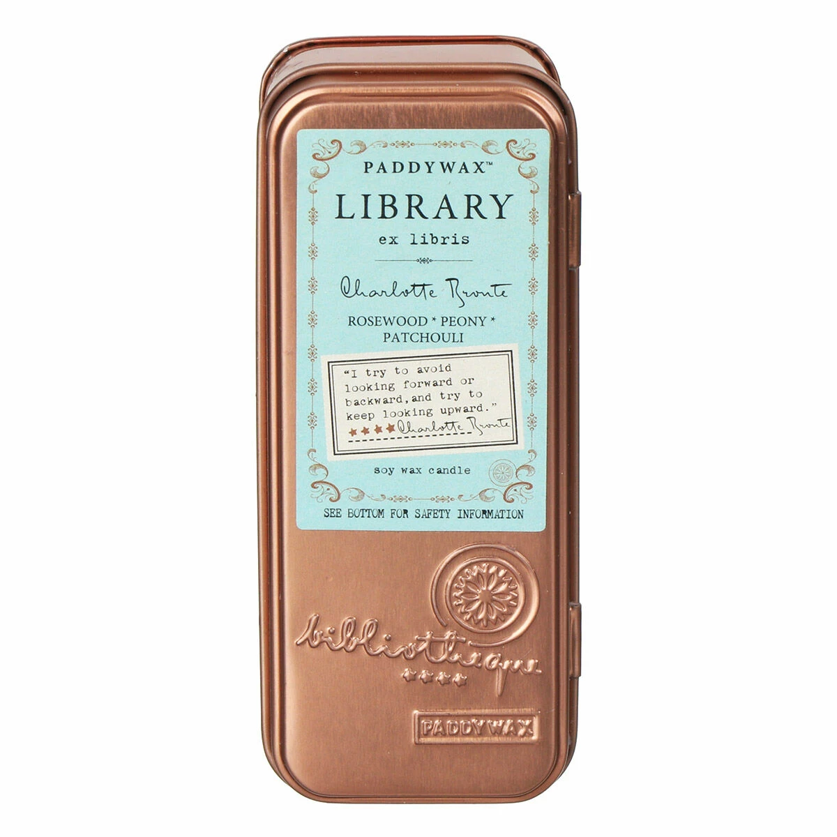 Paddywax Library Charlotte Bronte Travel Tin Soy Candle 3 Paddywax Library Charlotte Bronte Travel Tin Soy Candle - Image 3