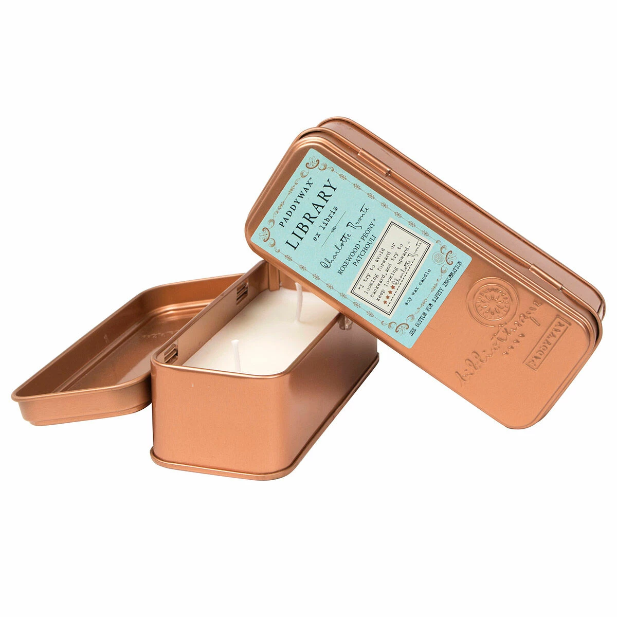 Paddywax Library Charlotte Bronte Travel Tin Soy Candle 1 Paddywax Library Charlotte Bronte Travel Tin Soy Candle