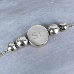Personalised Silver Plated Initials Disc Bracelet -gifts shop personalised memento company p0102u49 silver plated initials bracelet 5
