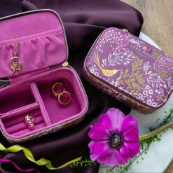 Sara Miller Haveli Garden Plum Songbird Jewellery Case -gifts shop portico sam2156 sara miller haveli garden plum songbird jewellery case lifestyle 1