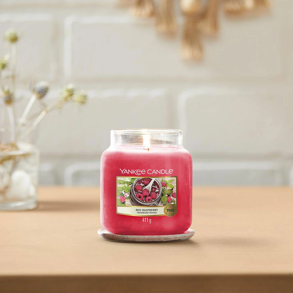 Yankee Candle Red Raspberry Medium Jar Candle 2 Yankee Candle Red Raspberry Medium Jar Candle - Image 2