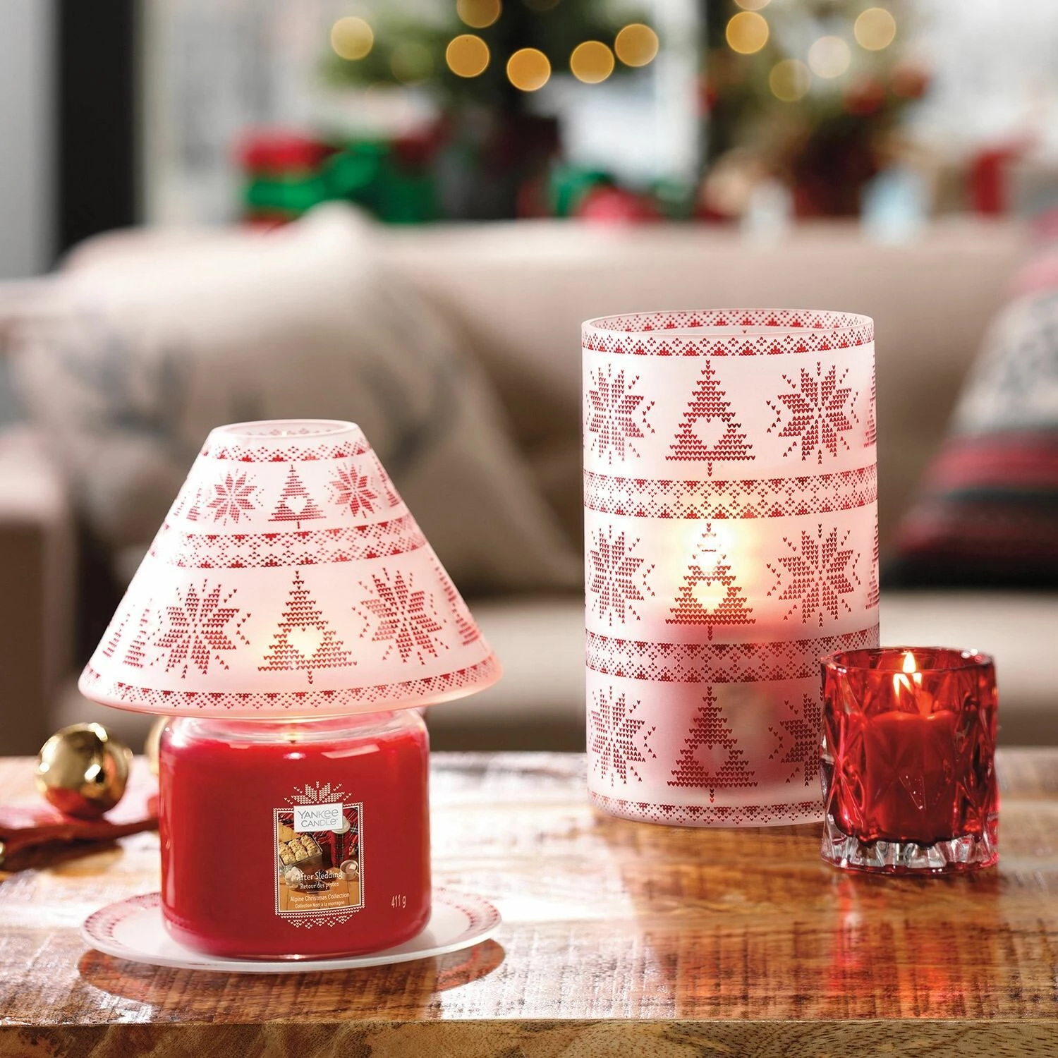 Yankee Candle Red Nordic Frosted Glass Jar Sleeve 2 Yankee Candle Red Nordic Frosted Glass Jar Sleeve - Image 2