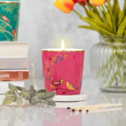 Sara Miller Chelsea Pink Sandalwood, Cardamom And Oud 260g Candle -gifts shop sm2103 sara miller chelsea pink sandalwood cardamom and oudwood candle lifestyle 02