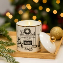 Stoneglow Keepsake Fireside Embers Leather, Tobacco & Cognac Ceramic Jar Candle -gifts shop stoneglow 70302 keepsake fireside embers ceramic jar candle lifestyle 2