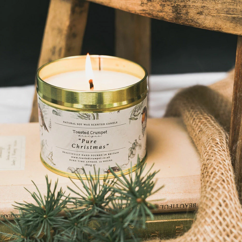 Toasted Crumpet ‘Pure Christmas’ Robin & Eucalyptus Christmas Tin Candle 6 Toasted Crumpet ‘Pure Christmas’ Robin & Eucalyptus Christmas Tin Candle - Image 6