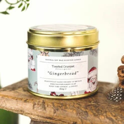 Toasted Crumpet ‘All Things Jolly’ Gingerbread Tin Candle -gifts shop tc56 toasted crumpet all things jolly gingerbread tin candle lifestyle