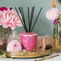 Sara Miller Chelsea Pink Sandalwood, Cardamom And Oud 200ml Reed Diffuser -gifts shop wax lyrical sm2203 sara miller chelsea pink 200ml reed diffuser lifestyle