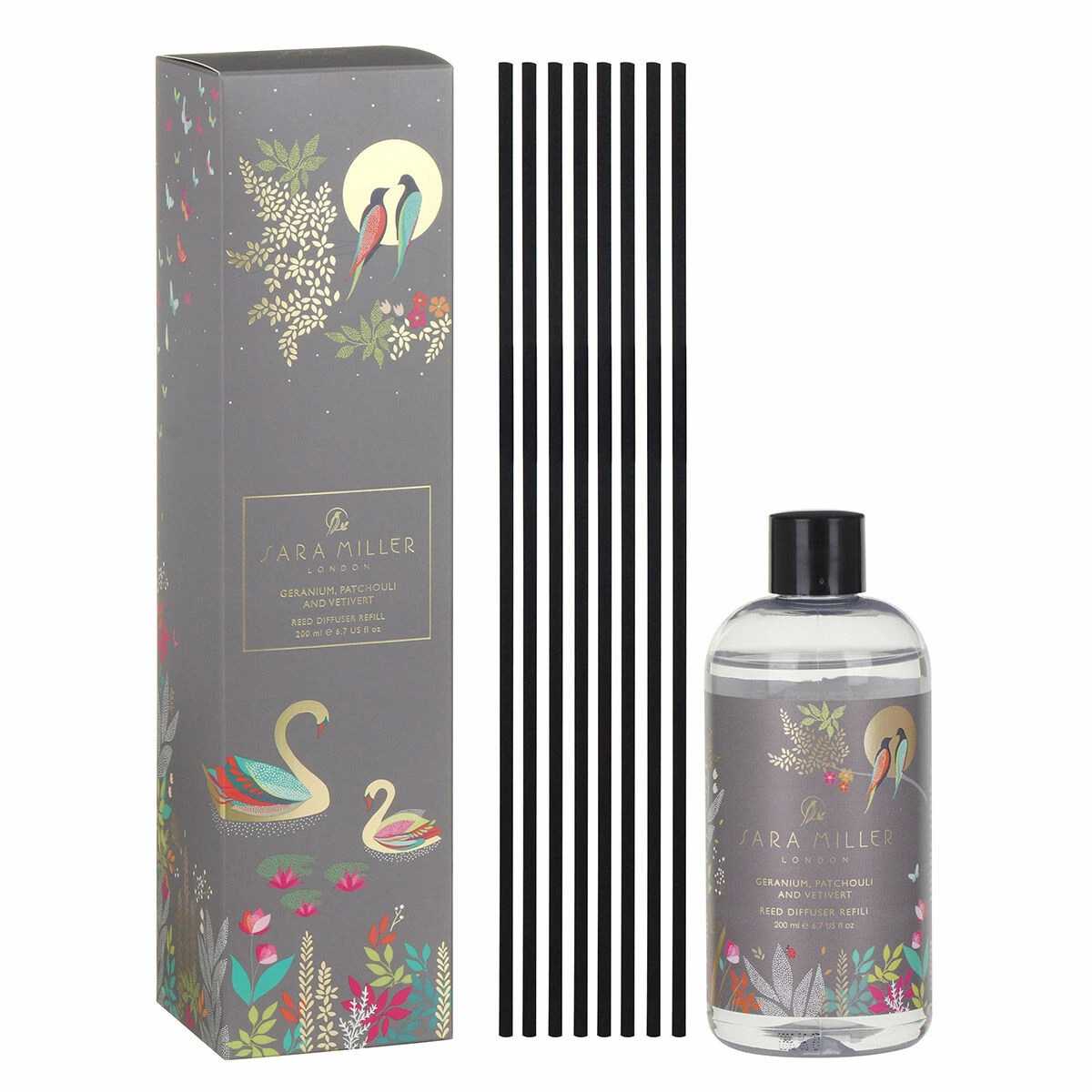Sara Miller Chelsea Grey Geranium, Patchouli And Vetivert 200ml Reed Diffuser Refill 1 Sara Miller Chelsea Grey Geranium, Patchouli And Vetivert 200ml Reed Diffuser Refill