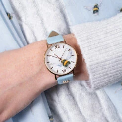 Wrendale ‘Flight Of The Bumblebee’ Bee Leather Watch -gifts shop wrendale designs wt003 flight of the bumblebee watch lifestyle
