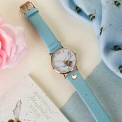 Wrendale ‘Flight Of The Bumblebee’ Bee Leather Watch -gifts shop wrendale wt003 watch flight of the bumblebee lifestyle 4