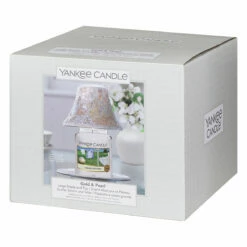 Yankee Candle Boxed Gold & Pearl Crackle Large Shade & Tray -gifts shop yankee candle 1614074 gold pearl crackle shade and melt warmer box