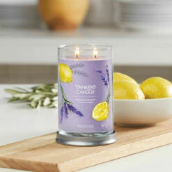 Yankee Candle Lemon Lavender Signature Large Tumbler Candle -gifts shop yankee candle 1630038e lemon lavender signature large tumbler candle lifestyle 2