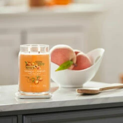 Yankee Candle Farm Fresh Peach Signature Large Jar Candle -gifts shop yankee candle 1631774e farm fresh peach signature large jar candle lifestyle 1