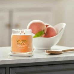 Yankee Candle Farm Fresh Peach Signature Medium Jar Candle -gifts shop yankee candle 1631781e farm fresh peach signature medium jar candle lifestyle 1