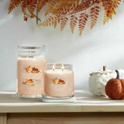 Yankee Candle Pumpkin Maple Creme Caramel Signature Medium Jar Candle -gifts shop yankee candle pumpkin maple creme caramel jar duo lifestyle