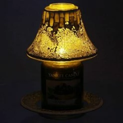 Yankee Candle Boxed Gold & Pearl Crackle Large Shade & Tray -gifts shop yankeecandle 1521546 goldpearlcrackleshadeandmeltwarmer 02